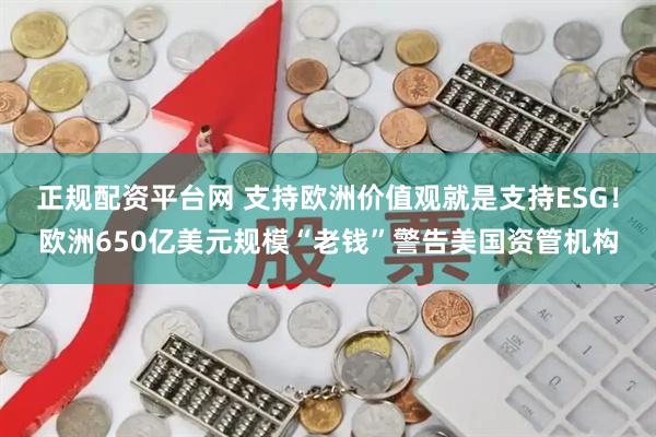 正规配资平台网 支持欧洲价值观就是支持ESG！欧洲650亿美元规模“老钱”警告美国资管机构